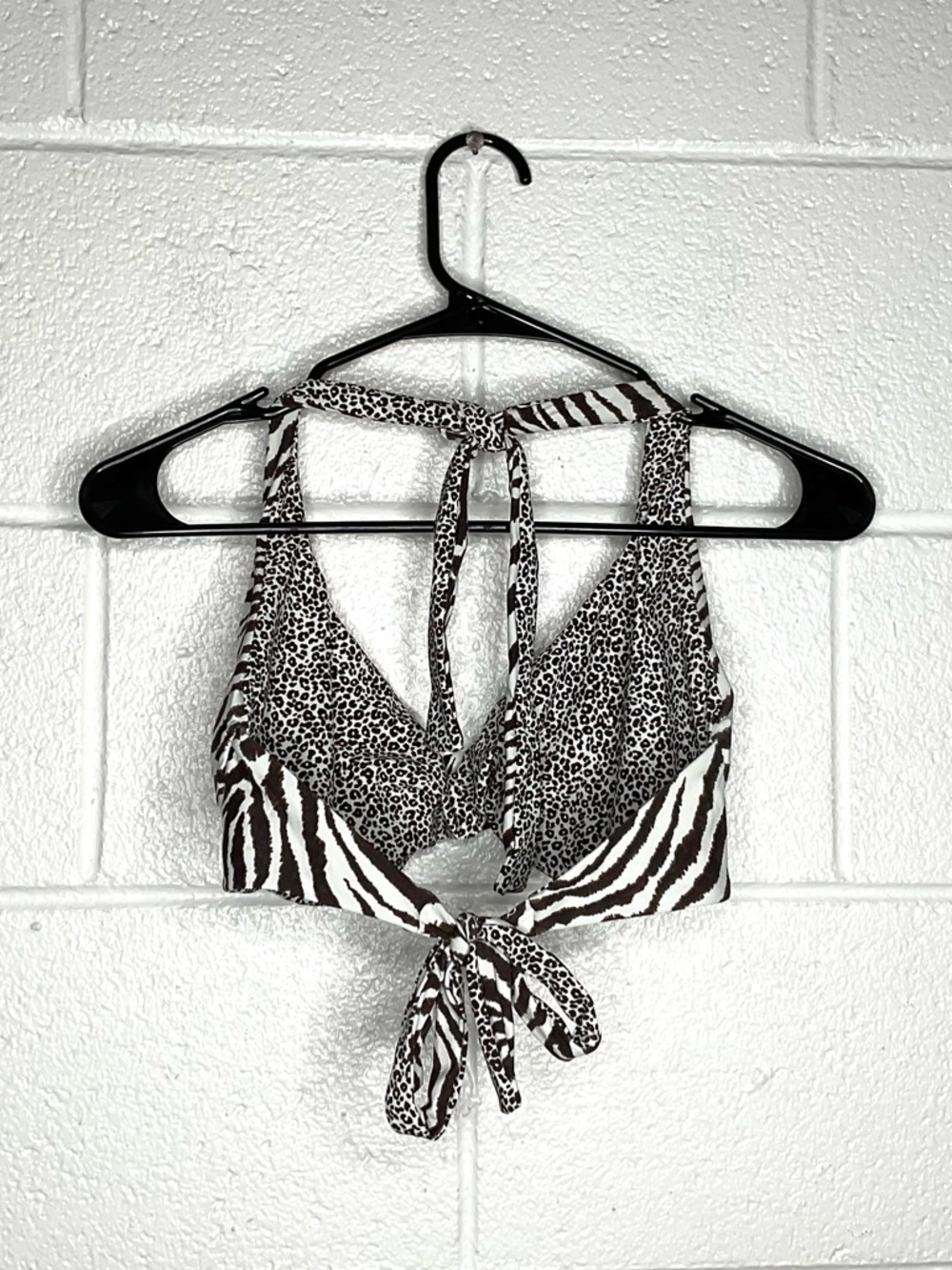 < Y2K Zebra/Leopard Print Reversible Swim Top > - Picture 2 of 2